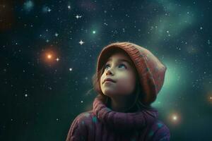 kind sterrenhemel lucht nacht. genereren ai foto