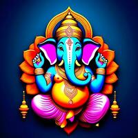 ganesh--hindoe-lord-ganesha-op-decoratieve-achtergrond--grafische-poster-moderne-kunst, heer ganesha beeldhouwwerk met decoratief elementen - ai generatief foto