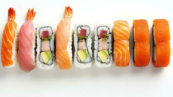Japans sushi Aan een zwart en wit achtergrond genereren ai foto