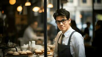 een Mens in restaurant ai generatief foto