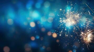 nieuw jaar viering met sterretje en vuurwerk ai gegenereerd foto