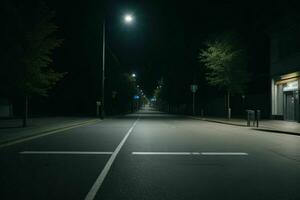 leeg ruimte Aan de straat Aan de nacht. achtergrond. ai generatief pro foto