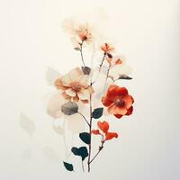 minimalistisch boeket van bloemen Aan een wit achtergrond in wijnoogst collage stijl. ansichtkaart, poster, banier foto