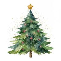 waterverf illustratie van een Kerstmis boom. geïsoleerd clip art Aan wit achtergrond foto