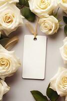 minimalistische leeg bruiloft geschenk label mockup of dank u label sjabloon ai gegenereerd foto