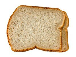 belegd broodje brood plein plakjes geïsoleerd. supermarkt brood voor toast, zacht wit gesneden brood, zoet belegd broodje brood stukken Aan wit achtergrond top visie foto
