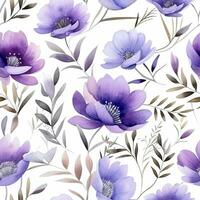 waterverf naadloos patroon van Purper bloemen. wilde bloemen, vergeet-mij-nietjes, anemonen, boterbloemen. afdrukken, digitaal papier, verpakking, zomer afdrukken foto