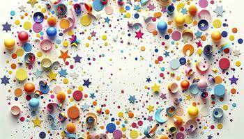 presentatie van veelkleurig confetti in divers vormen. ai generatief foto