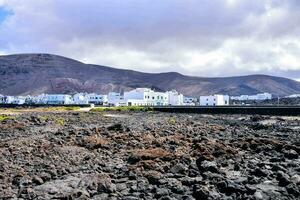 een visie van de stad- van cana de la palma, Aan de eiland van Lanzar foto