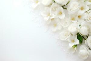 ai gegenereerd bloemen Aan wit met kopiëren ruimte foto