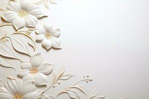 ai gegenereerd bloemen Aan wit met kopiëren ruimte foto