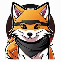 wolf mascotte logo ontwerp , Ninja tekenfilm foto