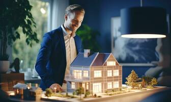 echt landgoed middel leveren model- huizen naar klanten ai gegenereerd foto