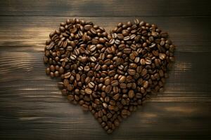 getextureerde koffie bonen hart vorm geven aan. genereren ai foto