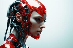 een vrouw robot gezicht van een kunstmatig intelligentie.ai generatief foto