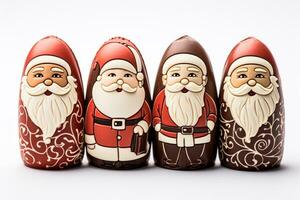 hand- geschilderd details Aan fijnproever chocola santas geïsoleerd Aan een wit achtergrond foto