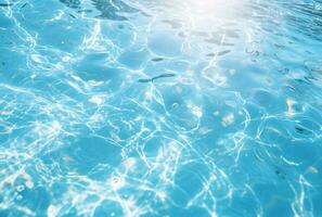 sommige Doorzichtig water in een blauw zwembad. ai gegenereerd foto