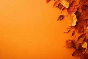 herfst bladeren oranje achtergrond kleurrijk texturen. ai gegenereerd foto