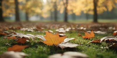 herfst seizoen doorbladert fabriek tafereel ai gegenereerd foto