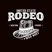 rodeo cowboy western t overhemd ontwerp. Arizona rodeo cowboy chaos wijnoogst hand- getrokken illustratie t overhemd ontwerp. wijnoogst hoed en bagageruimte illustratie, kleding, t overhemd ontwerp, westers, Verenigde Staten van Amerika t overhemd ontwerp foto