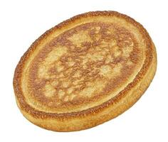 een pannenkoek geïsoleerd Aan wit achtergrond, vol diepte van veld- foto