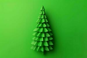 Kerstmis groen boom papier Aan achtergrond. genereren ai foto