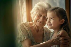 grootmoeder kleindochter samen. genereren ai foto