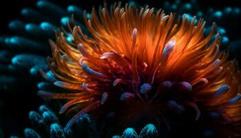 onderwater- natuur rif, dier, dichtbij omhoog, blauw vis, water, multi gekleurde zee leven gegenereerd door ai foto