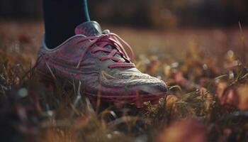 mannen en Dames jogging in natuur, genieten van een gezond levensstijl gegenereerd door ai foto