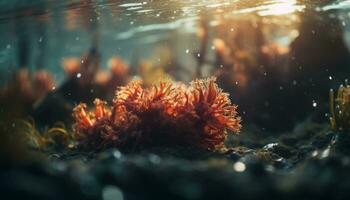 onderwater- natuur, vis rif, water scuba duiken, dichtbij omhoog multi gekleurde diep blauw gegenereerd door ai foto