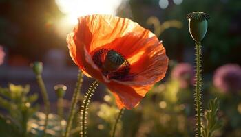 levendig gekleurde wilde bloemen bloesems in de weide, presentatie van natuur schoonheid gegenereerd door ai foto