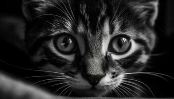 schattig katje staren, bakkebaarden spiertrekkingen, zacht vacht, speels en klein gegenereerd door ai foto