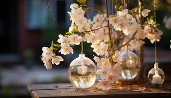 een vers boeket van geel bloemen brengt schoonheid naar de tafel gegenereerd door ai foto