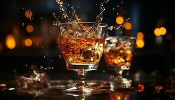 whisky glas weerspiegelt luxe, viering, en nachtleven in de bar gegenereerd door ai foto