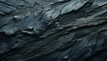 abstract natuur dichtbij omhoog patroon van nat, donker, vuil rots gegenereerd door ai foto