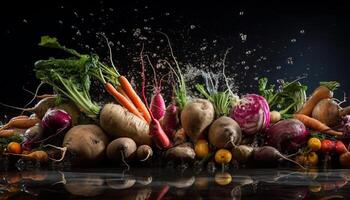 een vers en kleurrijk groente salade maaltijd gegenereerd door ai foto