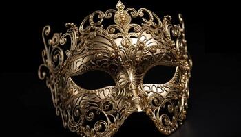 gouden maskerade masker overladen decoratie voor mysterie gegenereerd door ai foto