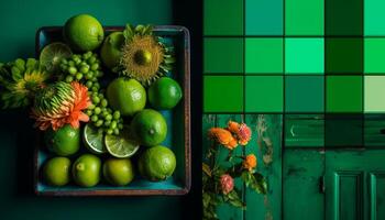 vers citrus fruit in een houten kom gegenereerd door ai foto