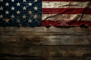 detailopname van een Amerikaans vlag in een rij. gedenkteken dag, onafhankelijkheid dag, veteranen dag concept. ai generatief foto