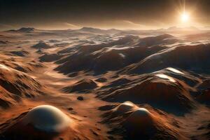de ijs Bij de top en bodem van Mars looks heel mooi wanneer het schijnt in de zonlicht ai gegenereerd foto