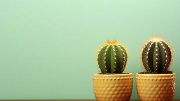 cactus in een pot Aan een blauw achtergrond. minimaal stijl. fabriek concept generatief ai foto