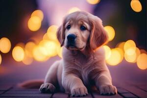 detailopname van schattig hond met mooi bokeh achtergrond, generatief ai foto