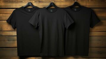 foto zwart t-shirts met kopiëren ruimte mockup generatief ai