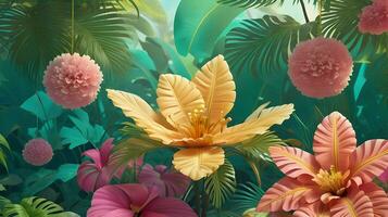 ai gegenereerd botanisch gelukzaligheid tropisch flora levendig ontketend foto