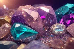 kristal diamant achtergrond, kristal edelsteen achtergrond, kristal diamant behang, kristal diamant textuur, ai generatief foto