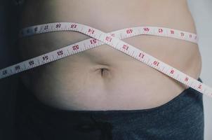 menselijk lichaam en vet lichaam, pens of buik en overgewicht van mensen. foto