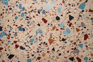 kleurrijk terrazzo textuur, veelkleurig terrazzo structuur achtergrond, terrazzo mozaïek- tegels, terrazzo marmeren achtergrond, ai generatief foto