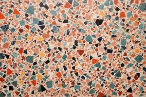 kleurrijk terrazzo textuur, veelkleurig terrazzo structuur achtergrond, terrazzo mozaïek- tegels, terrazzo marmeren achtergrond, ai generatief foto