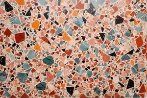 kleurrijk terrazzo textuur, veelkleurig terrazzo structuur achtergrond, terrazzo mozaïek- tegels, terrazzo marmeren achtergrond, ai generatief foto