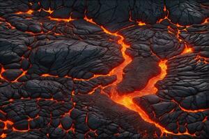 lava structuur achtergrond, gloeiend lava structuur achtergrond, magma stromen, lava stromen, gebarsten lava, ai generatief foto